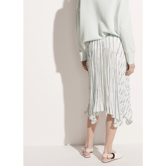 NWT Vince Silky Striped Paneled Asymmetrical Midi Skirt in Mint Sz. S - Picture 5 of 5